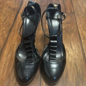 Black Burberry patent heels.  Size 39